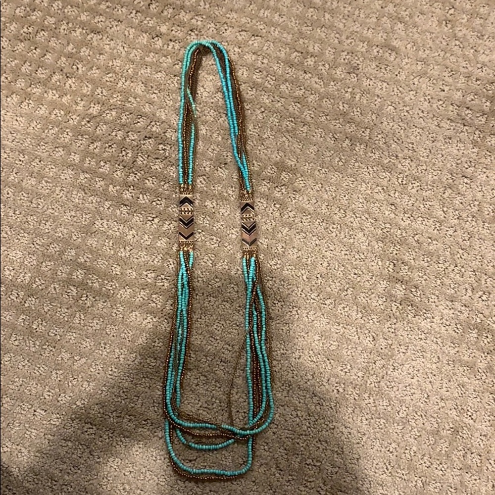 Gold and turquoise beaded necklace